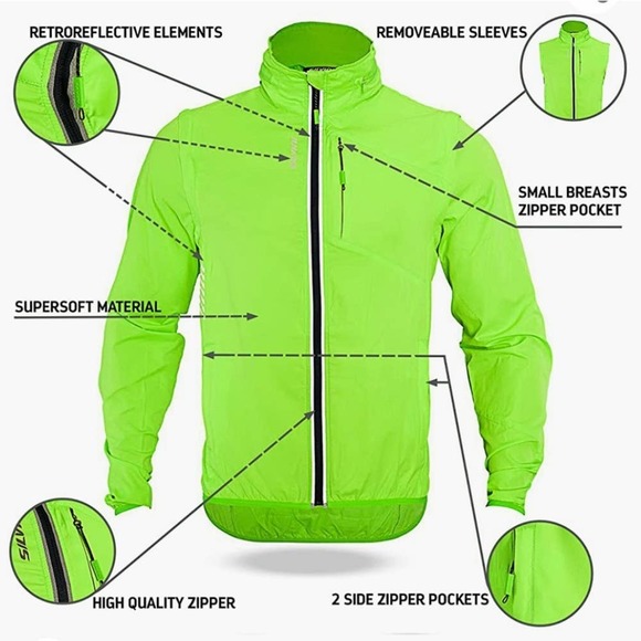 SILVINI Jacket VETTE Mens Neon Green Cycling Running Active Windbreaker NEW - Picture 2 of 12